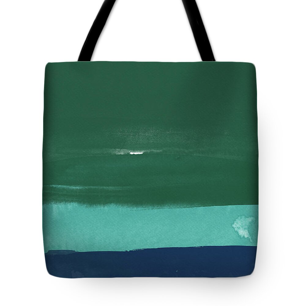 Landscape Tote Bag featuring the painting Abstract Green and Blue Watercolor by Naxart Studio