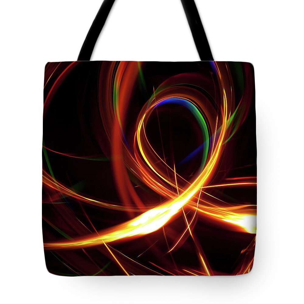 Curve Tote Bag featuring the photograph Abstract Light In Yellow, Green, And by Kertlis