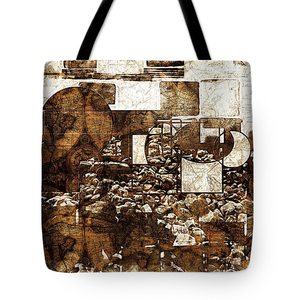 Map Tote Bag featuring the digital art Abstract Map by Art Di
