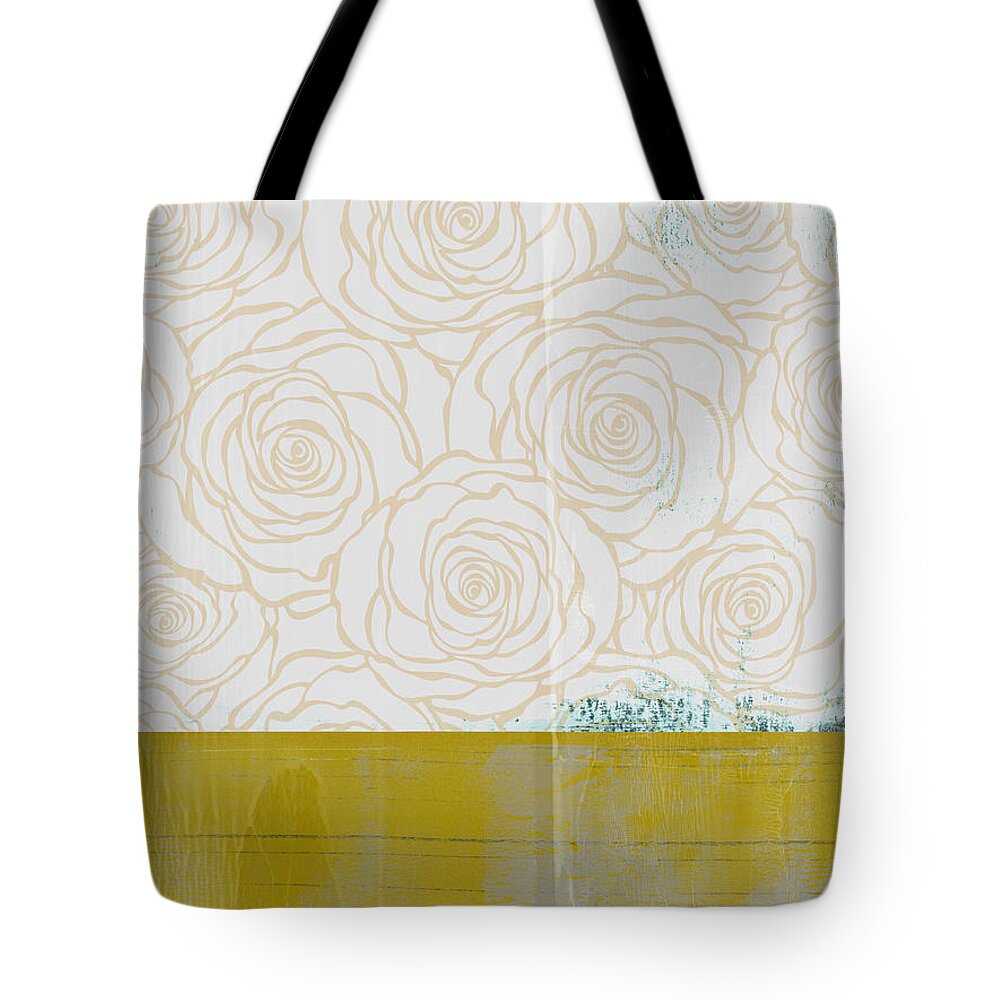 Abstract Tote Bag featuring the painting Abstract Yellow Flower by Naxart Studio
