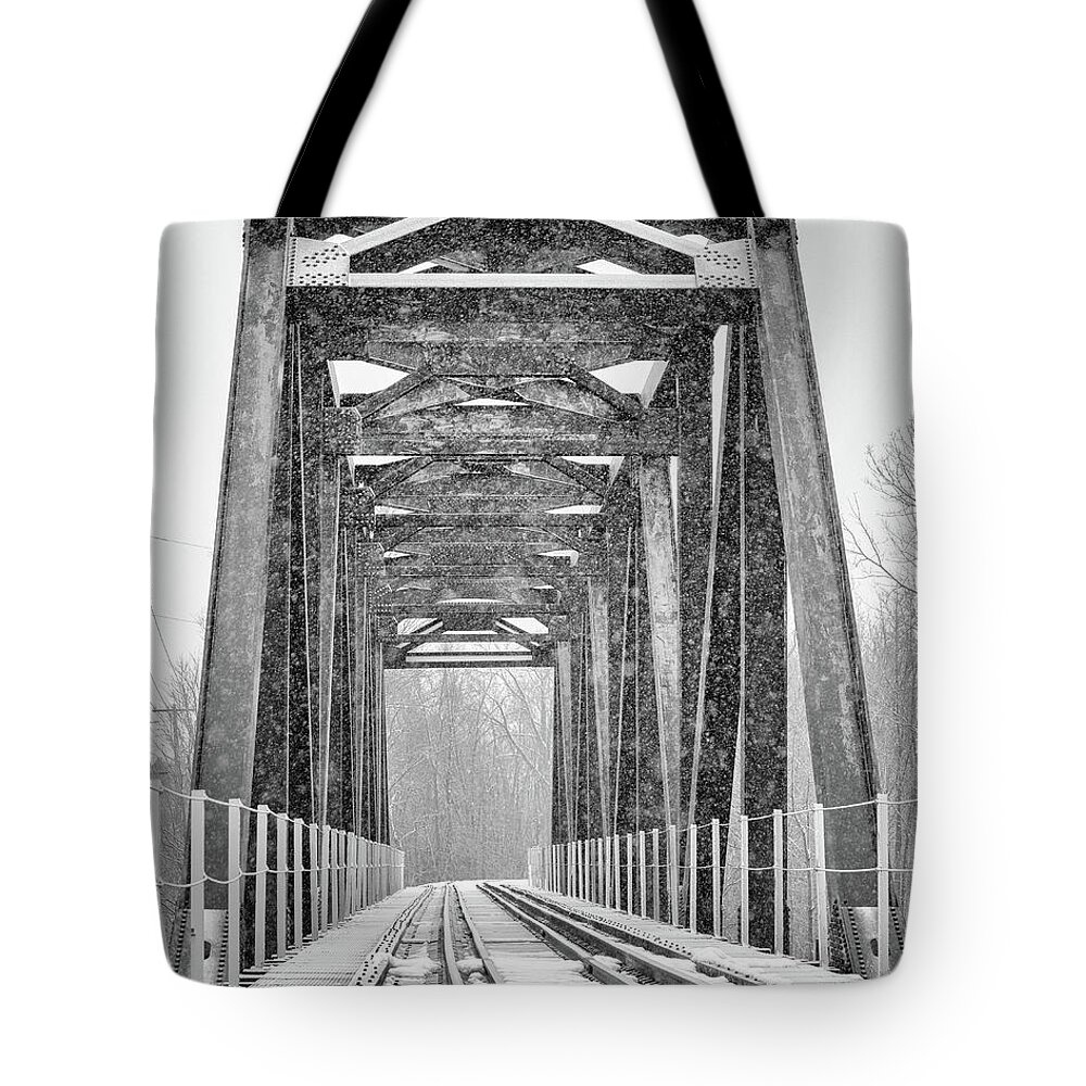 Train Tote Bag featuring the photograph Across the Bridge by Rod Best