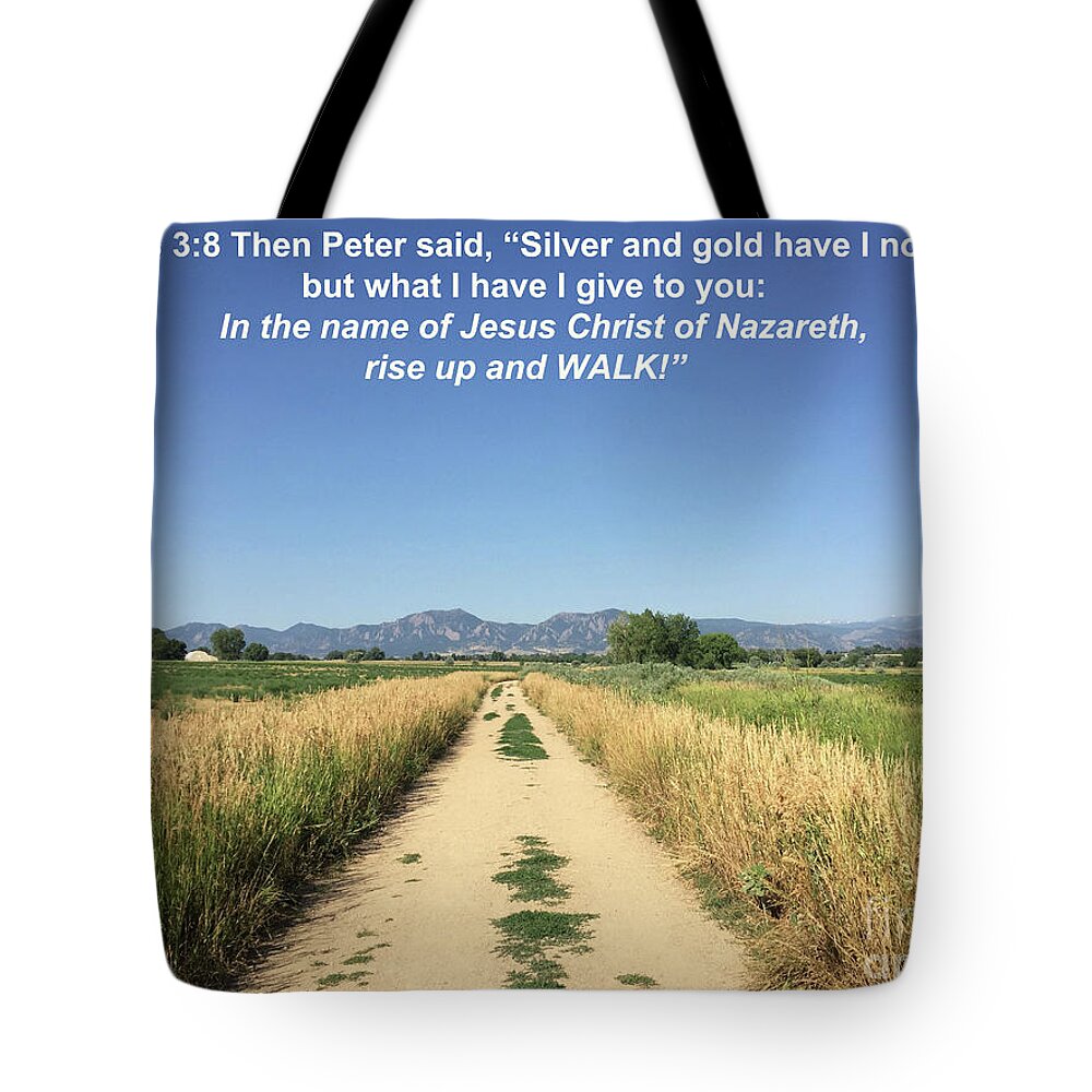  Tote Bag featuring the mixed media Acts 3 8 by Lori Tondini