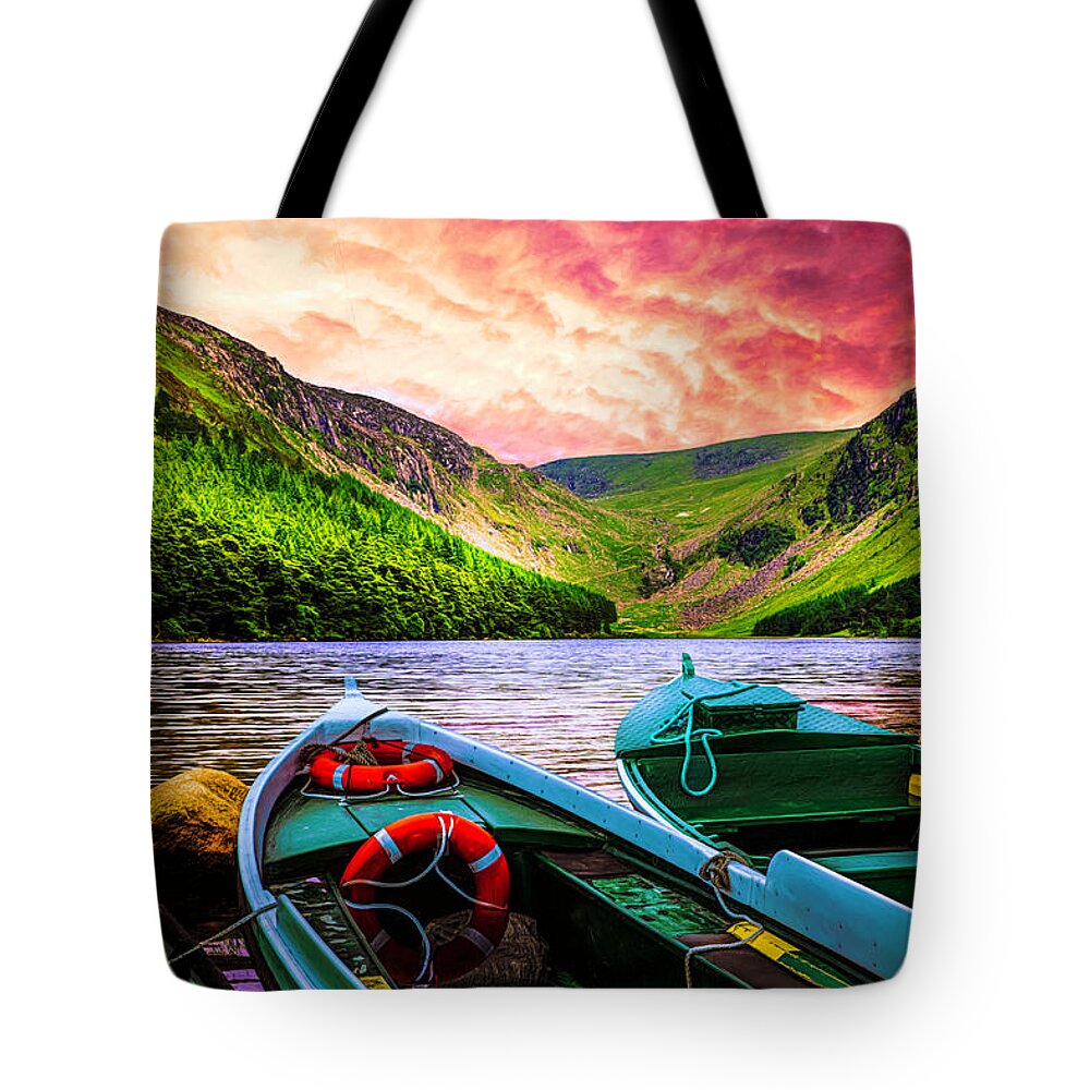 Boats Tote Bag featuring the photograph Admiring the Beauty in the Fading Light by Debra and Dave Vanderlaan