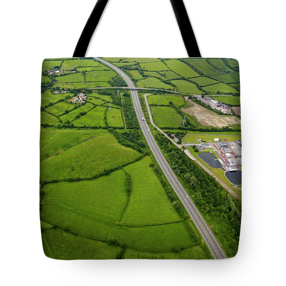 Scenics Tote Bag featuring the photograph Aerial View Of Motorway by Allan Baxter