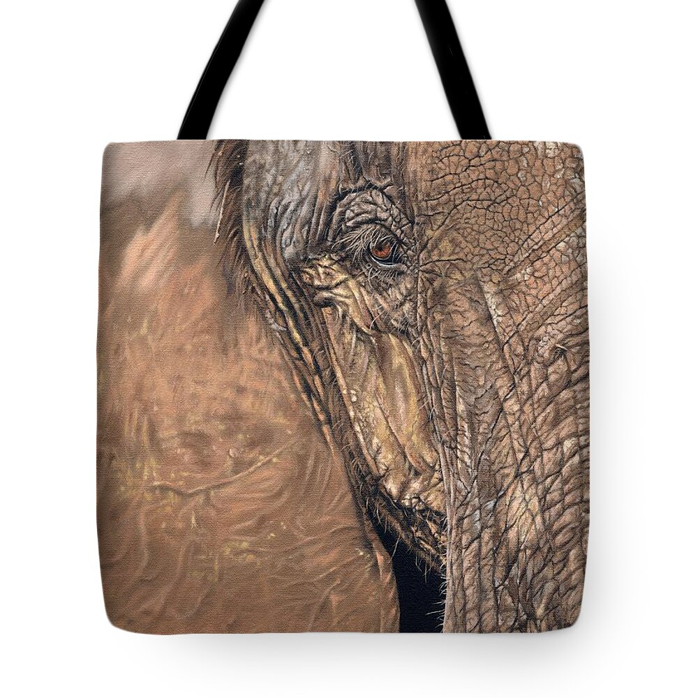 Elephant Tote Bag featuring the painting African Elephant by Rachel Stribbling