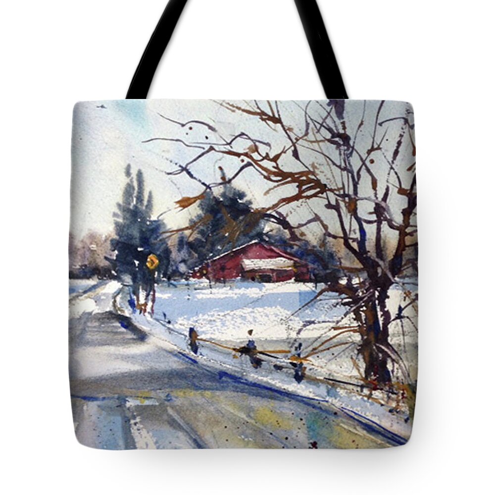 Winter Tote Bag featuring the painting After the Snowfall by Judith Levins