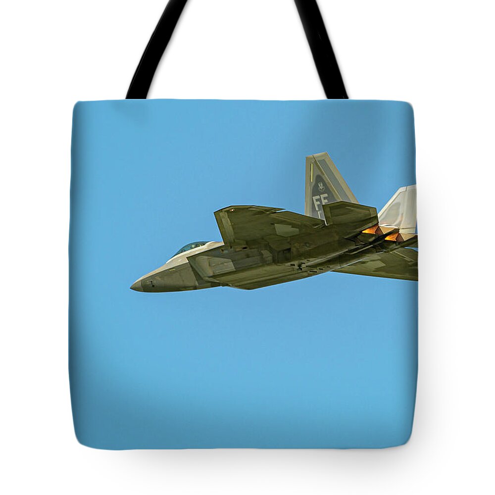 Fighter Tote Bag featuring the photograph Afterburners by Laura Hedien