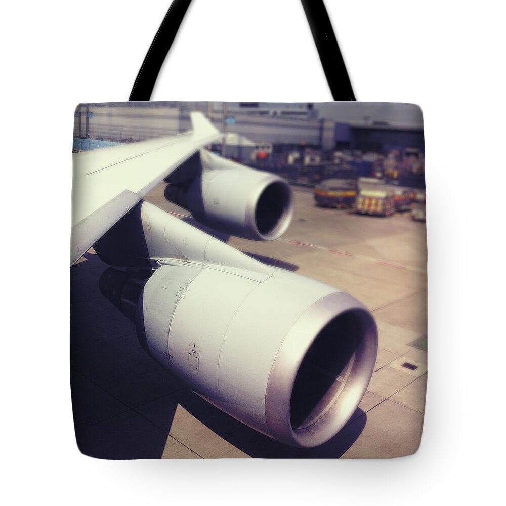 Transfer Print Tote Bag featuring the photograph Aircraft Engines by Ixefra