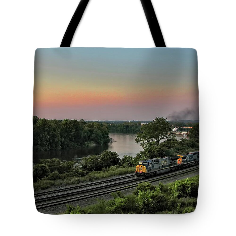 Train Tote Bag featuring the photograph Alabama River Sunset by Tom Gort