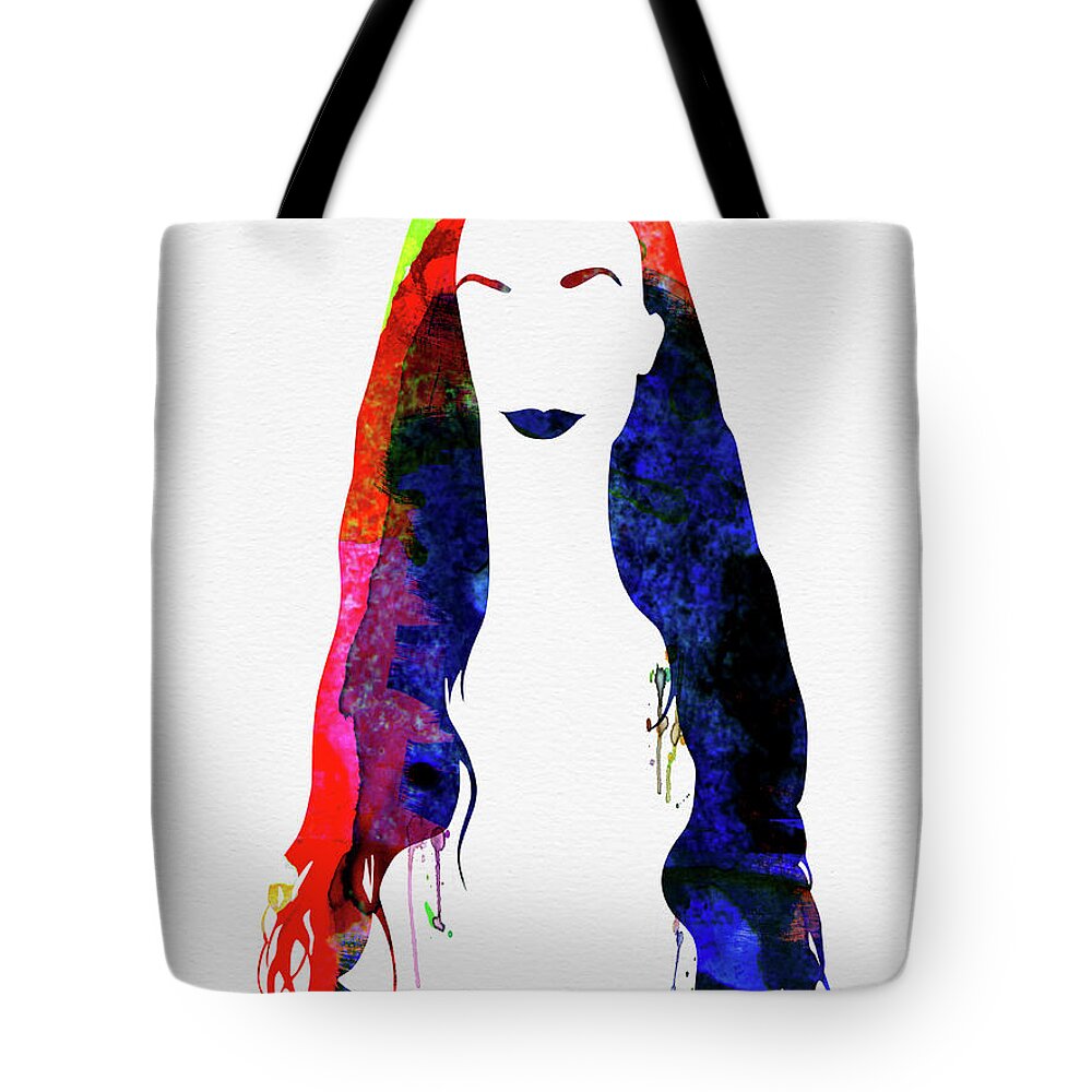 Alanis Morissette Tote Bag featuring the mixed media Alanis Watercolor II by Naxart Studio