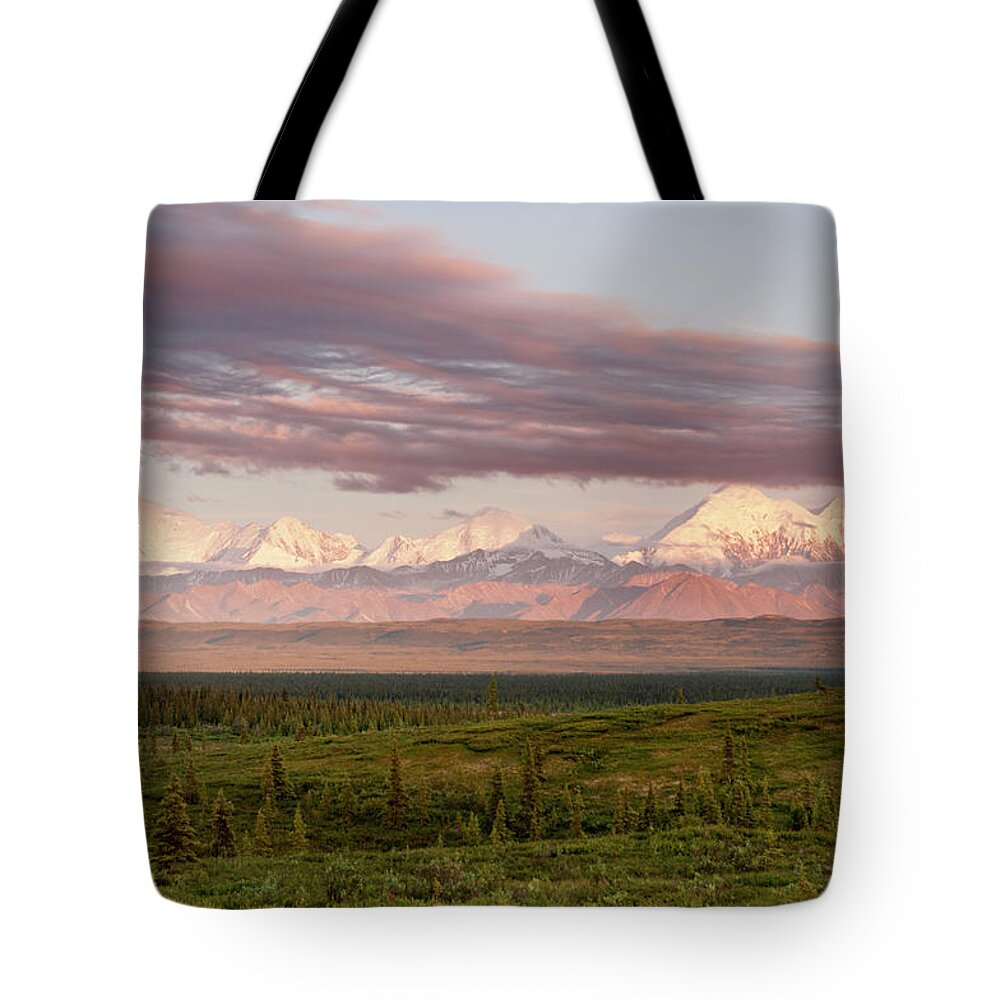 Scenics Tote Bag featuring the photograph Alaska Range With Mt Brooks by John Elk