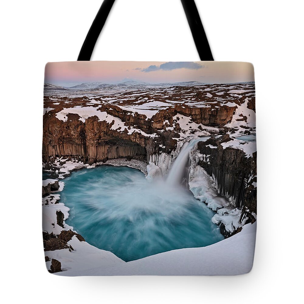 Iceland Tote Bag featuring the photograph Aldeyjarfoss Waterfall Iceland by Joan Carroll