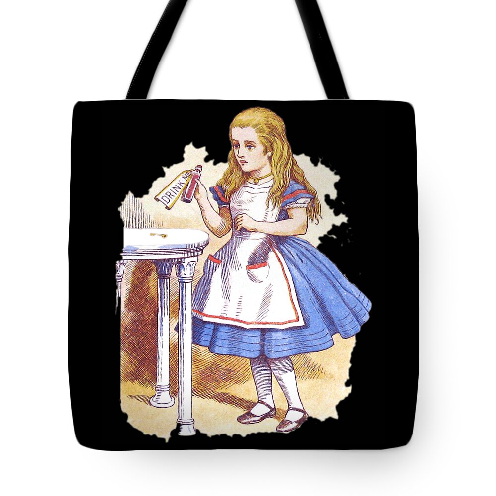 Funny Tote Bag featuring the digital art Alice In Wonderland Retro by Flippin Sweet Gear