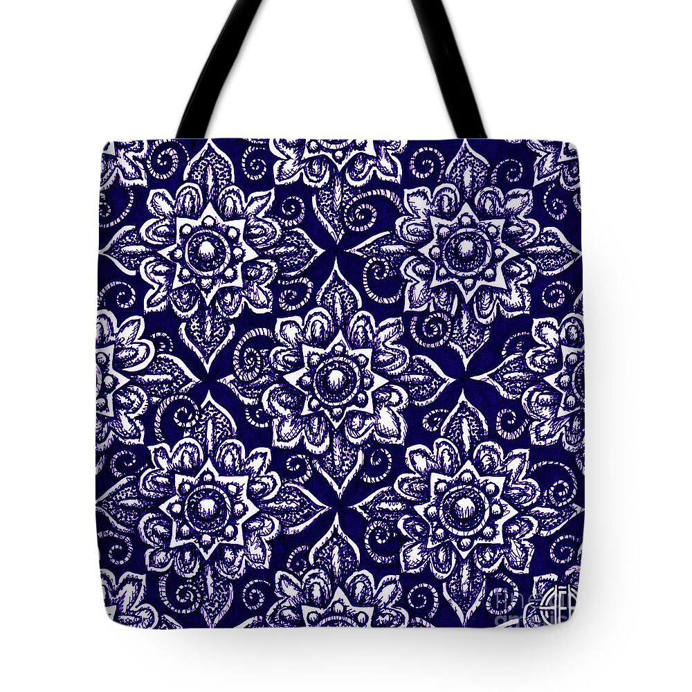Boho Tote Bag featuring the drawing Alien Bloom 19 by Amy E Fraser