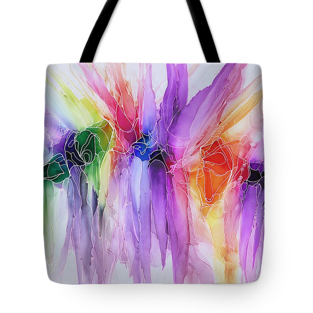 Alcohol Tote Bag featuring the painting All Colors Lead to ... ? by KC Pollak