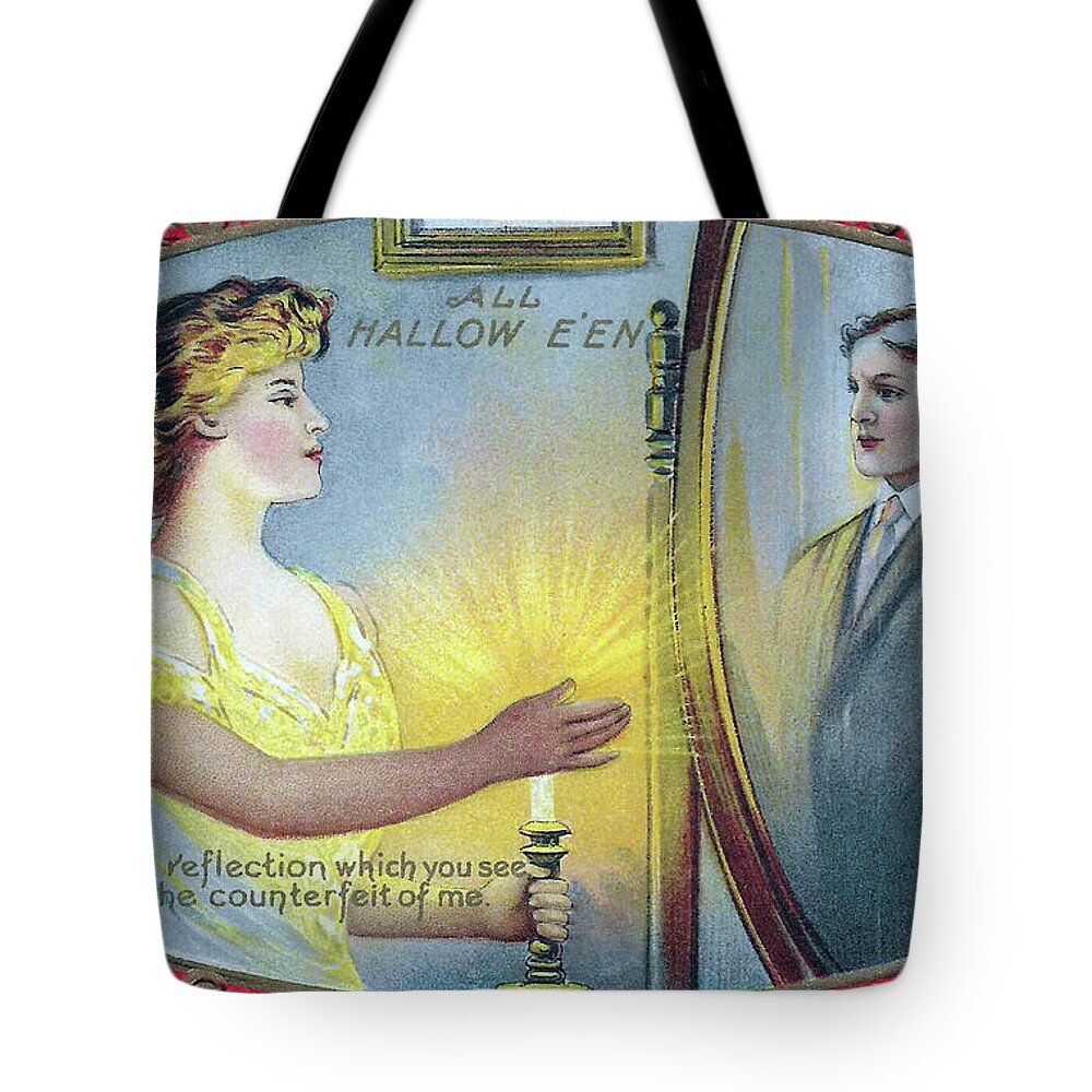 Mirror Tote Bag featuring the painting All Hallow e'en by Unknown