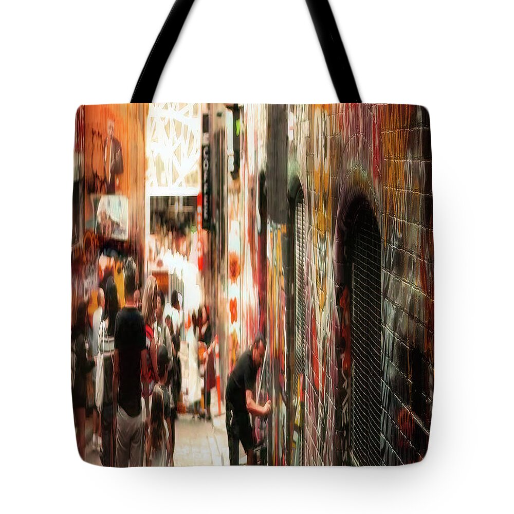Alley Walk Tote Bag featuring the photograph Melbourne Alley Walk Cityscape Photography by Bellesouth Studio