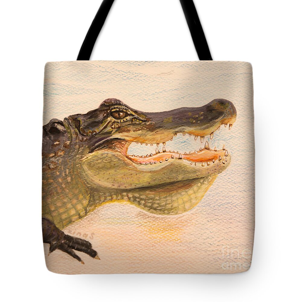 Alligator Tote Bag featuring the painting Alligator art by Zina Stromberg