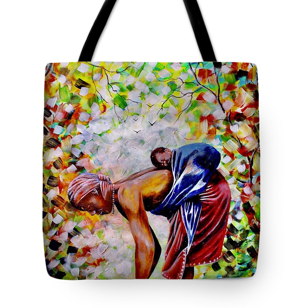 Kenya Tote Bag featuring the painting Almost Done by Wilson Simwa