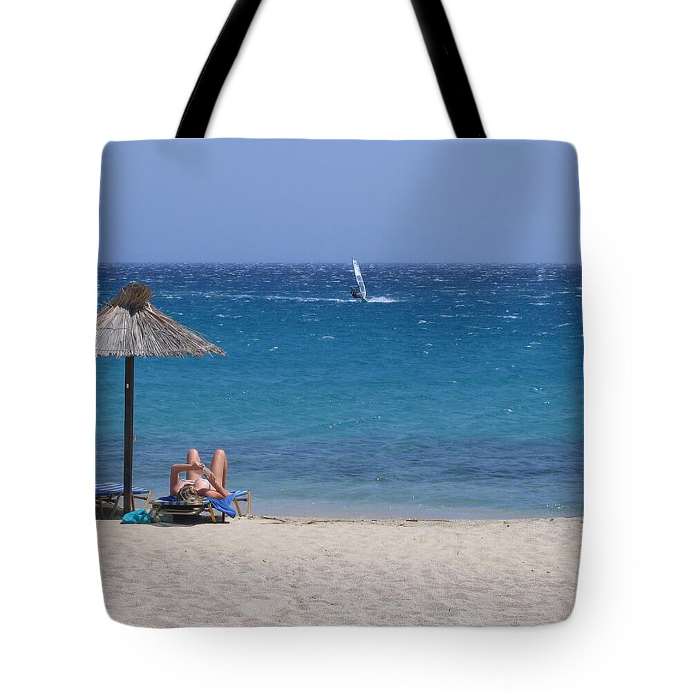 Shadow Tote Bag featuring the photograph Alone In The Beach by Pedre
