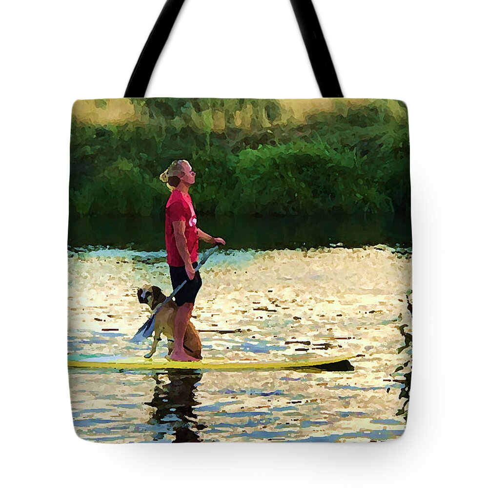 Paddle Board Tote Bag featuring the photograph Along for the Ride by Tom Johnson