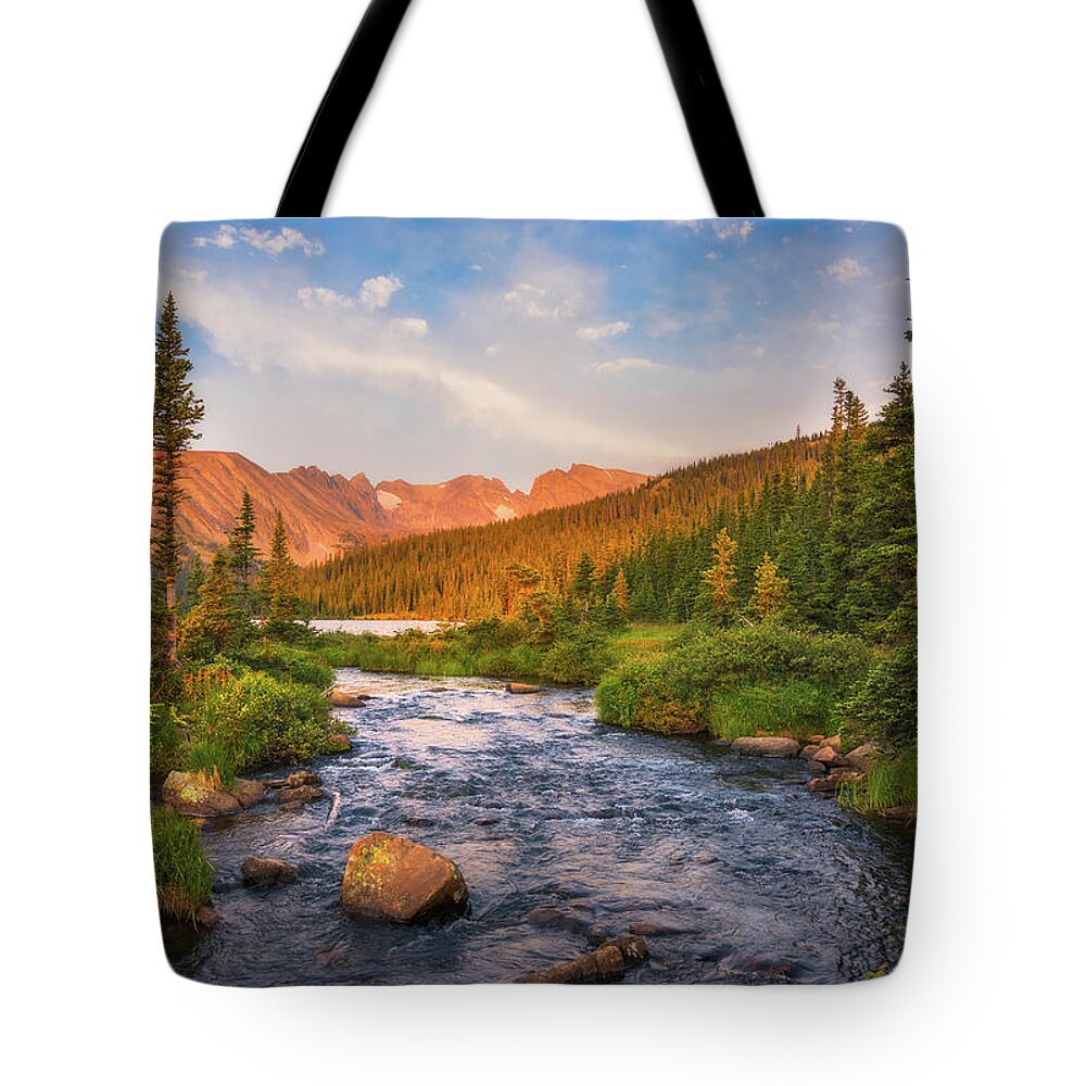 Colorado Tote Bag featuring the photograph Alpenglow Creek by Darren White