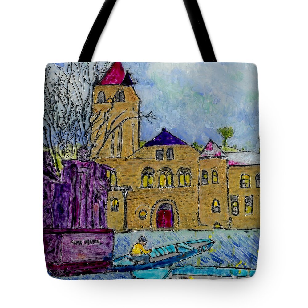 Altgeld Hall Tote Bag featuring the painting Altgeld, Alma and Van Gogh by Phil Strang
