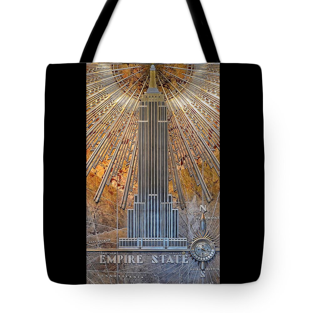 Aluminum Relief Tote Bag featuring the photograph Aluminum Relief Inside The Empire State Building - New York by Marianna Mills