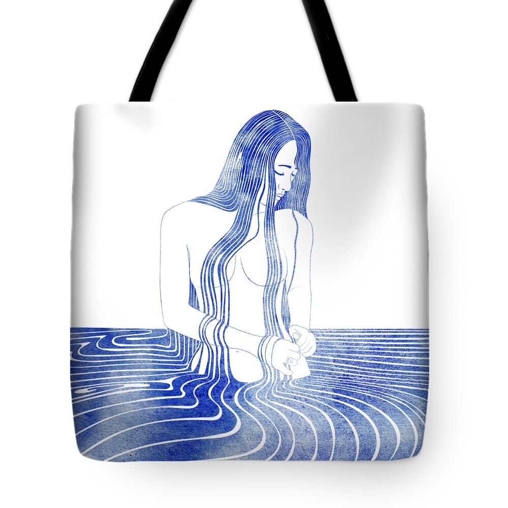 Aqua Tote Bag featuring the mixed media Amatheia by Stevyn Llewellyn