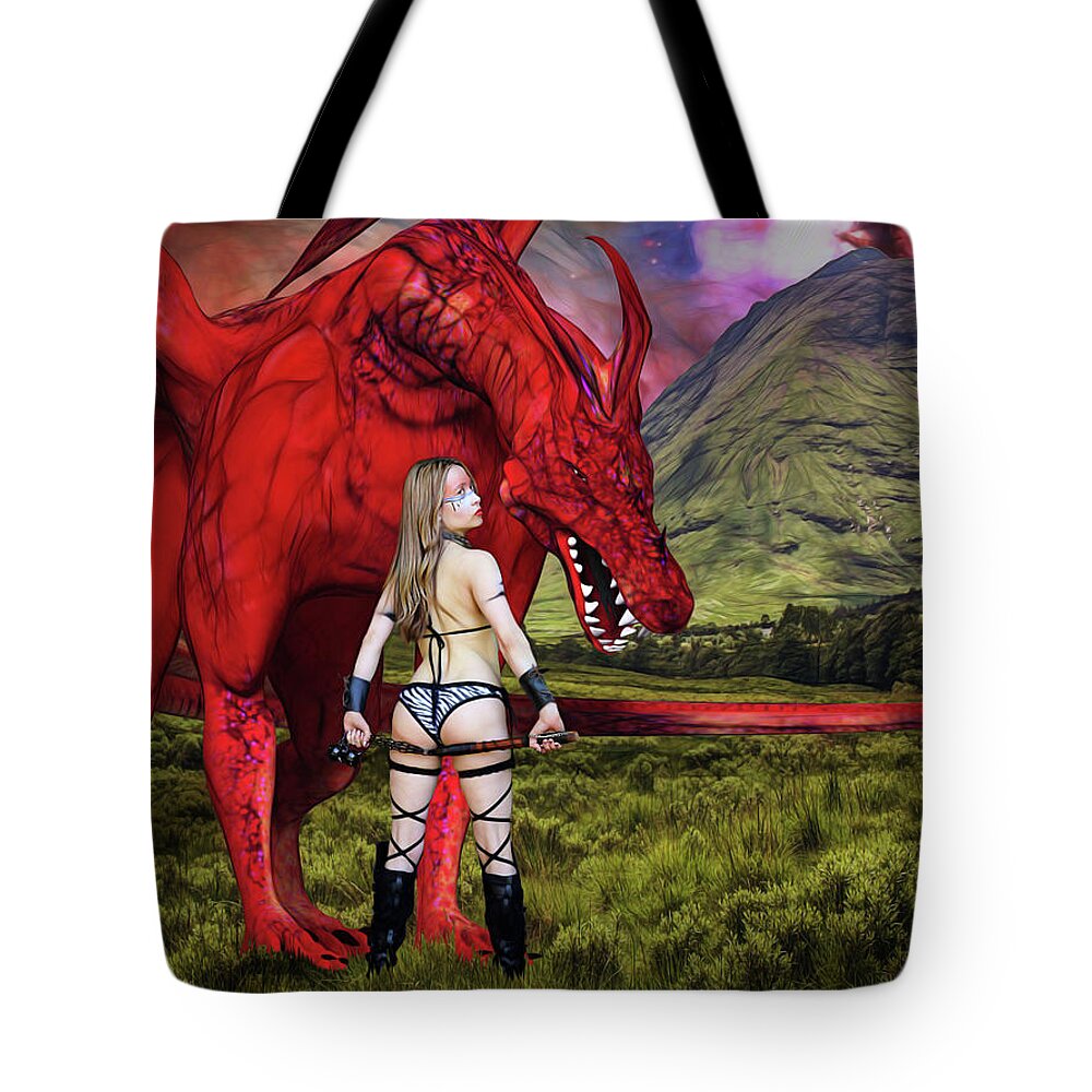 Dragon Tote Bag featuring the photograph Amazon And The Dragon by Jon Volden