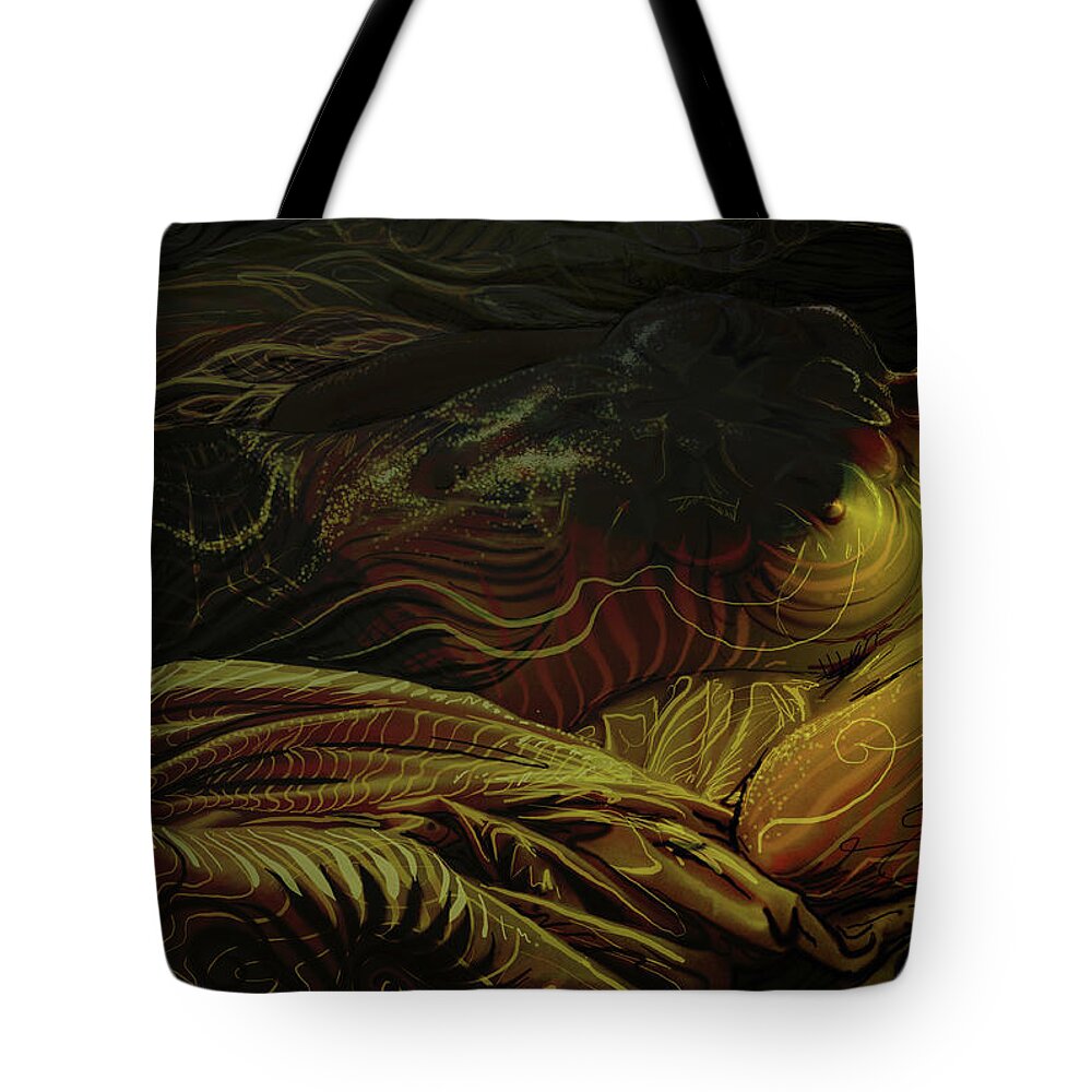 Digital Art Tote Bag featuring the painting Amber Light by Jeremy Robinson