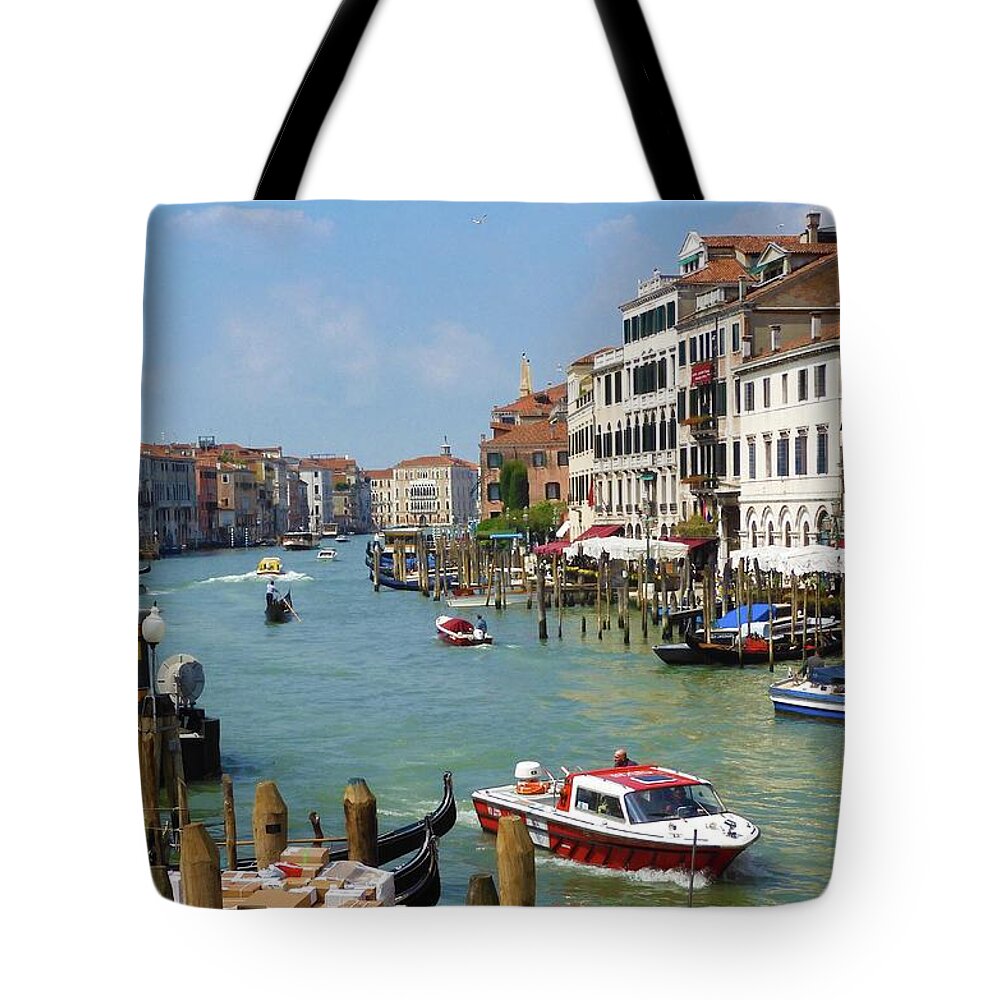 Water Tote Bag featuring the photograph Ambulance on Grande Canal by Nina-Rosa Dudy
