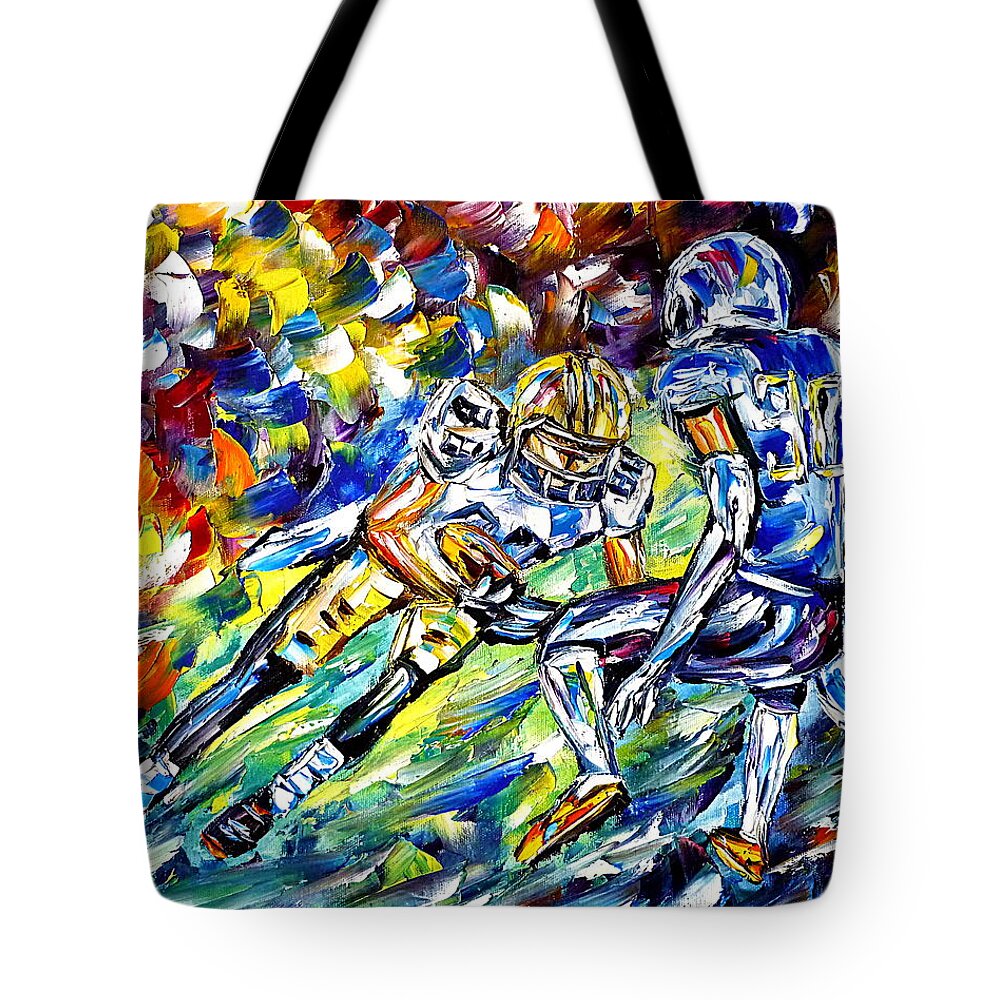 I Love Football Tote Bag featuring the painting American Football by Mirek Kuzniar