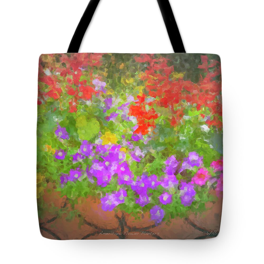 Americana Tote Bag featuring the painting Americana Flower Planters by Bill McEntee