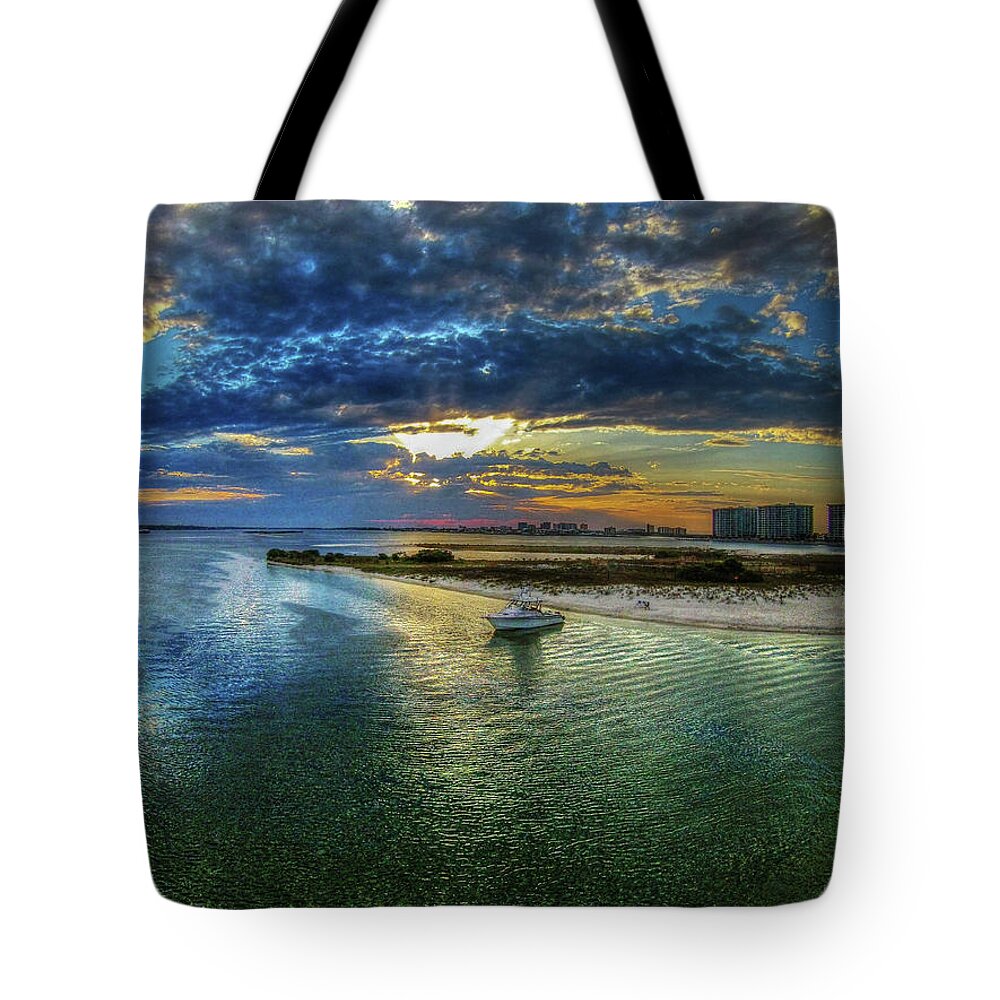 Alabama Tote Bag featuring the photograph Anchored Off Bird Island by Michael Thomas