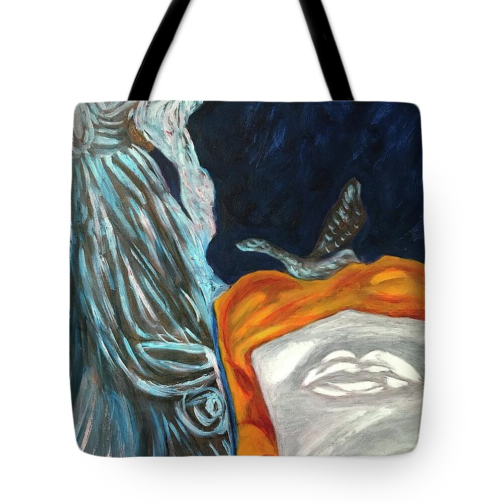 Peace Angel Blue .angel Tote Bag featuring the painting Angel of Peace by Medge Jaspan