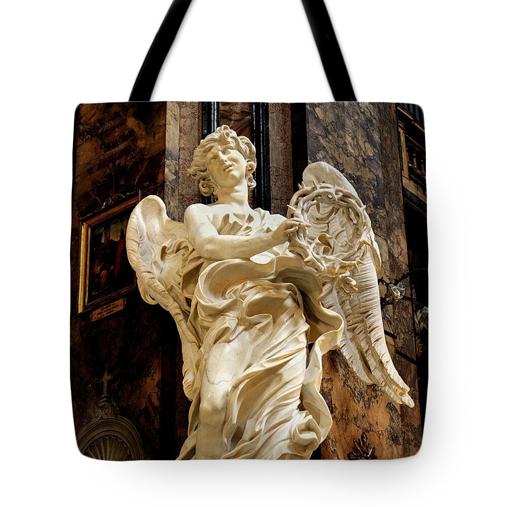 Angel With The Crown Of Thorns Tote Bag featuring the photograph Angel with the Crown of Thorns - Bernini by Weston Westmoreland