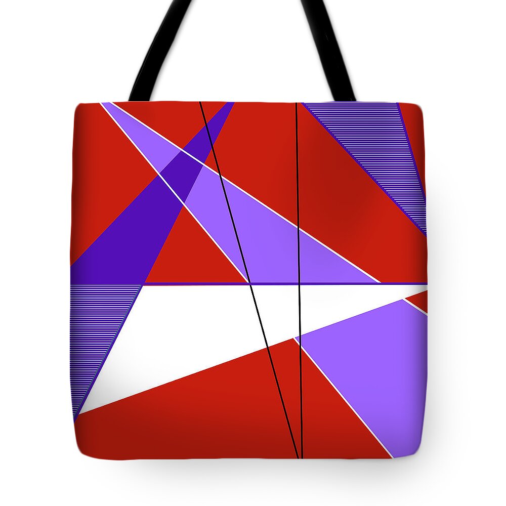 Mid Century Modern Tote Bag featuring the digital art Angles and Triangles by Tara Hutton