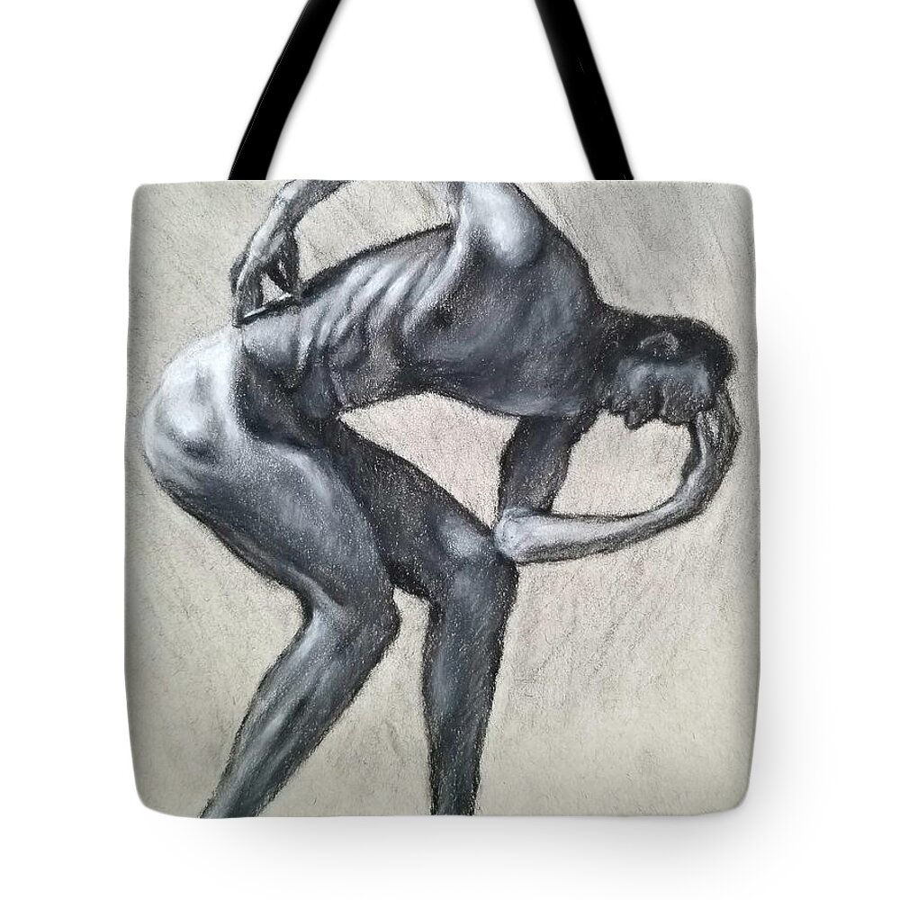 Charcoal Drawing Tote Bag featuring the drawing Anguish by Jeff Dickson