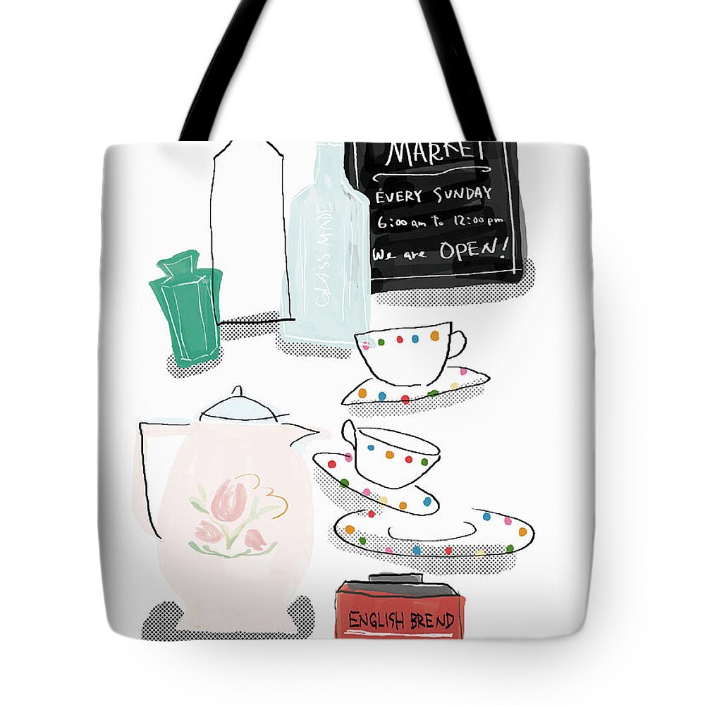 Large Group Of Objects Tote Bag featuring the digital art Antique Image by Daj