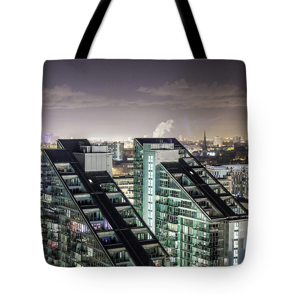 Tranquility Tote Bag featuring the photograph Apartment Buildings by Mark Lovatt
