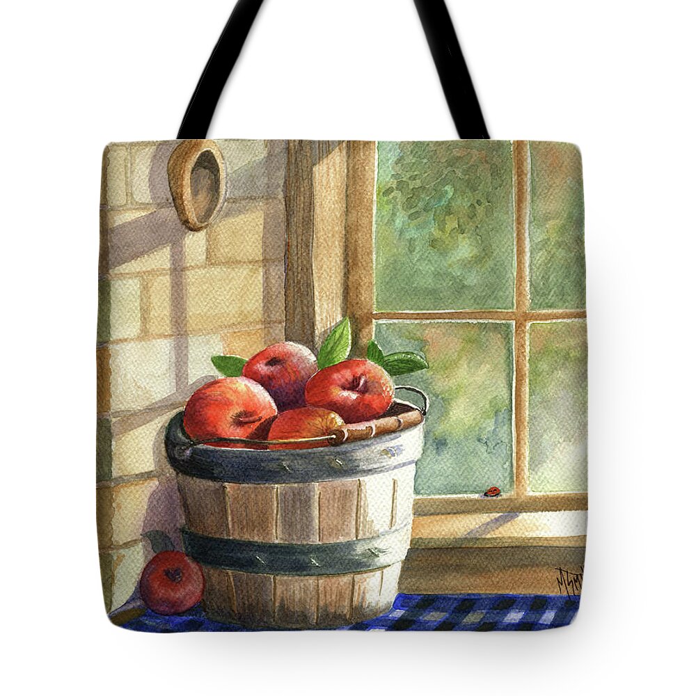 Apples Tote Bag featuring the painting Apple Harvest by Marilyn Smith