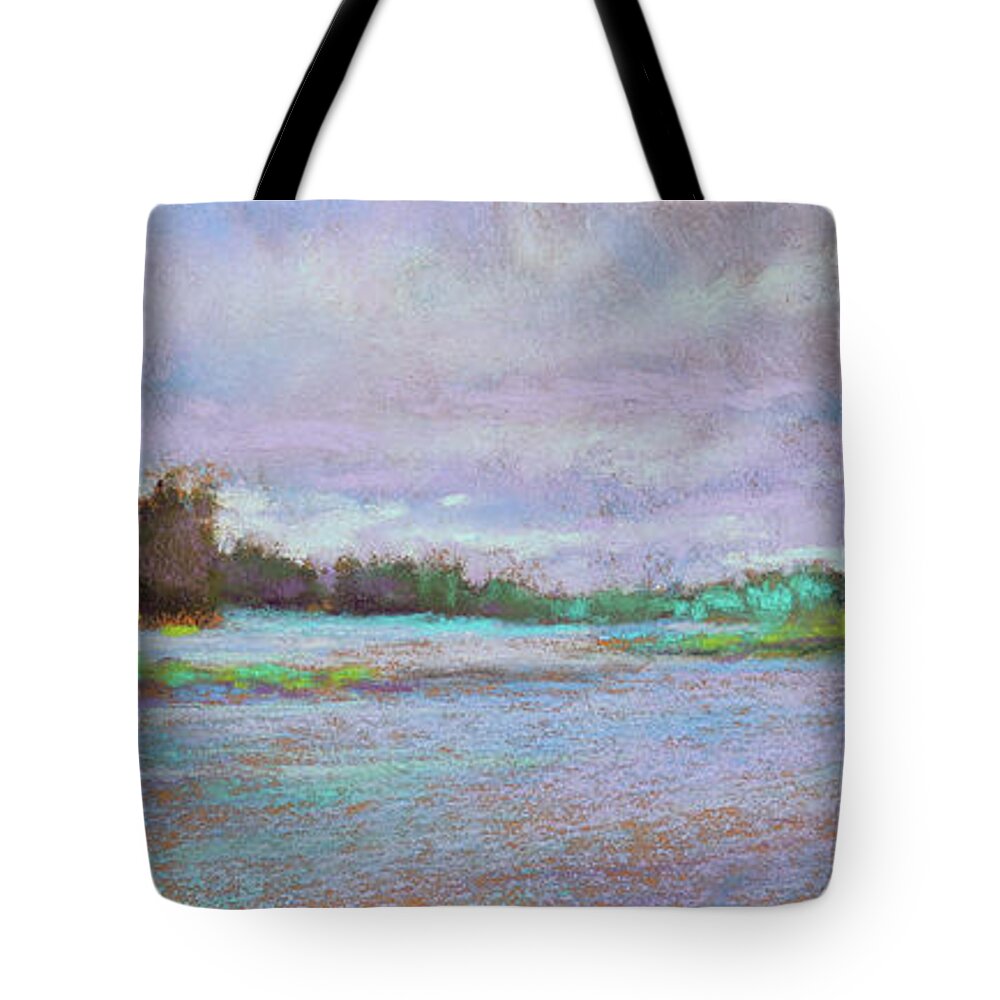 Peaceful Marsh Tote Bag featuring the painting Approaching Peace by Susan Jenkins