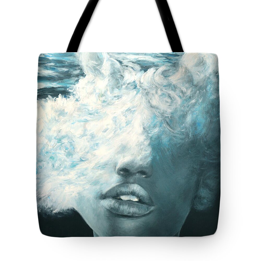 Water Tote Bag featuring the painting Aquablend by Escha Van den bogerd