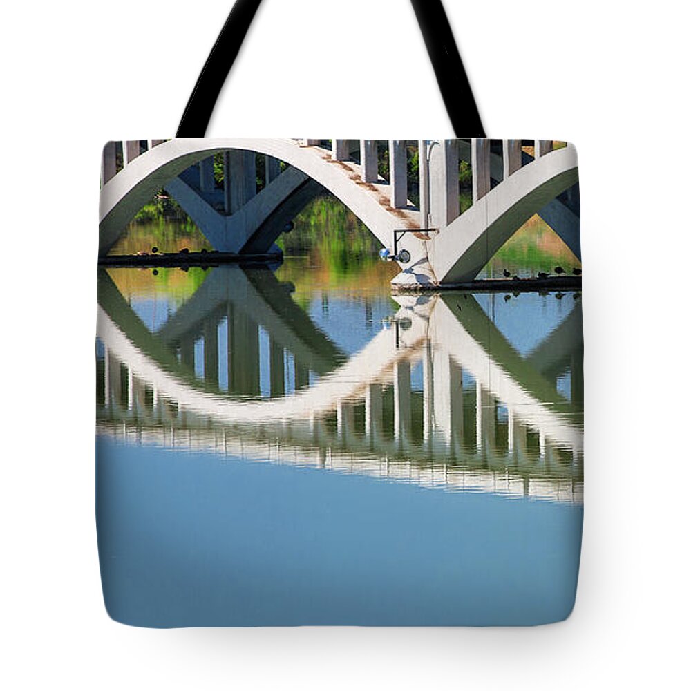 Tenth Street Bridge Tote Bag featuring the photograph Arches Reflected by Todd Klassy
