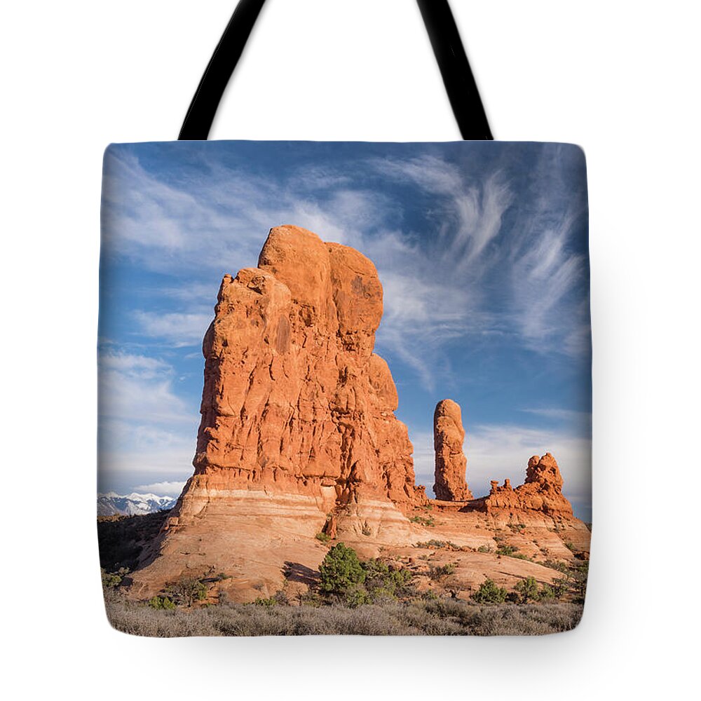 Jeff Foott Tote Bag featuring the photograph Arches Rock Formation by Jeff Foott