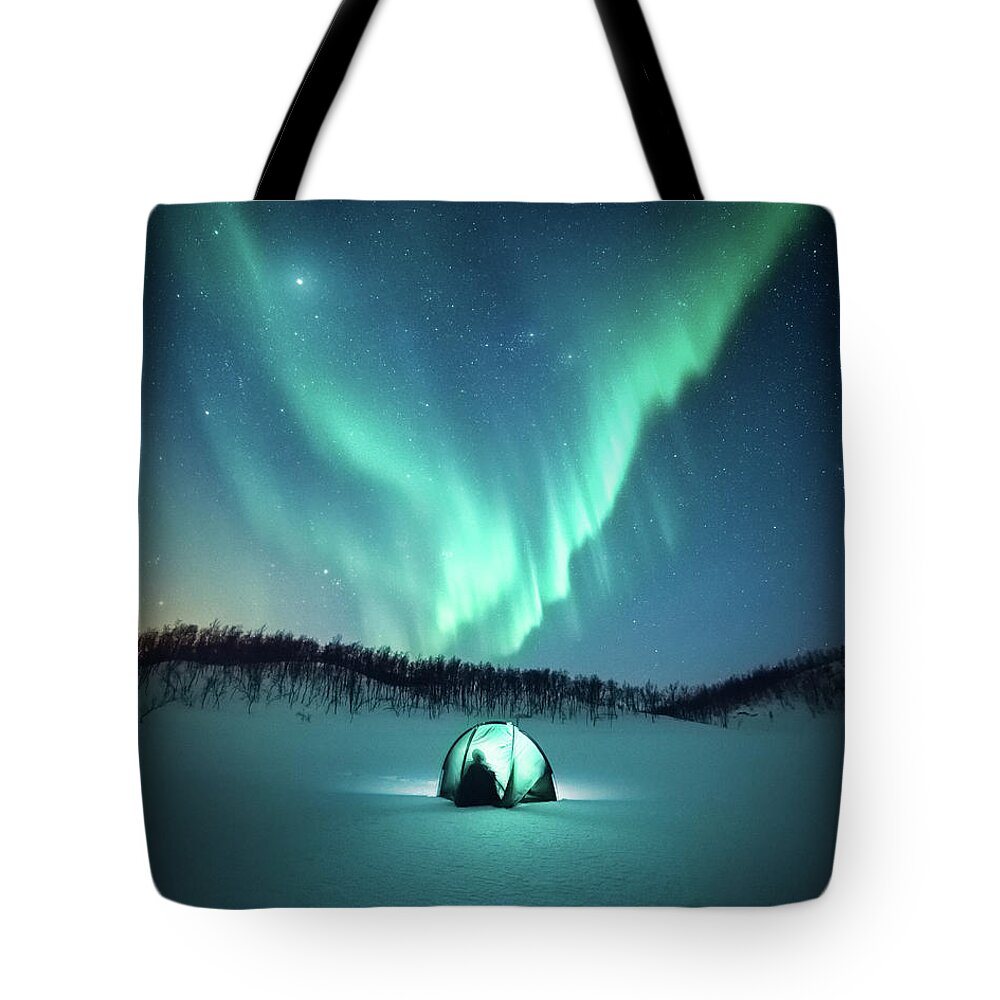 Arctic Tote Bag featuring the photograph Arctic Camping by Tor-Ivar Naess