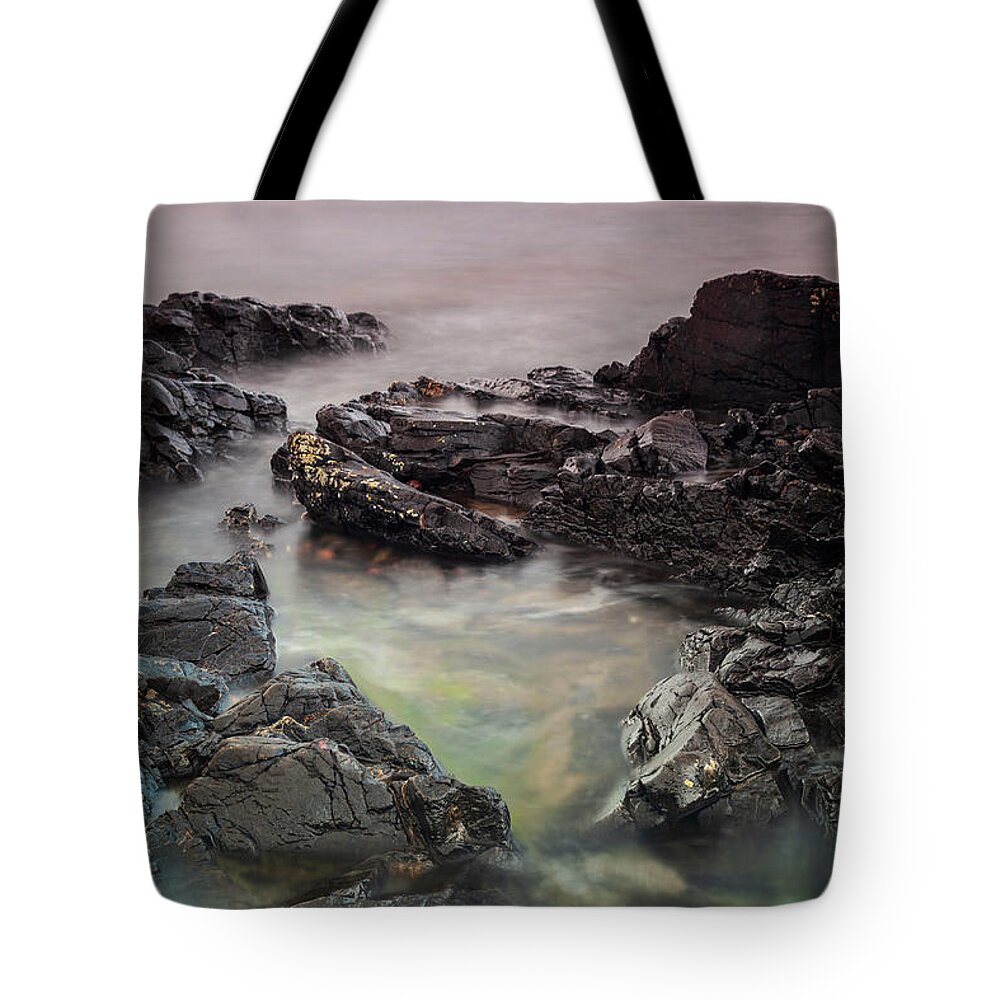 Arild Tote Bag featuring the photograph Arild village rocky beach by Sophie McAulay