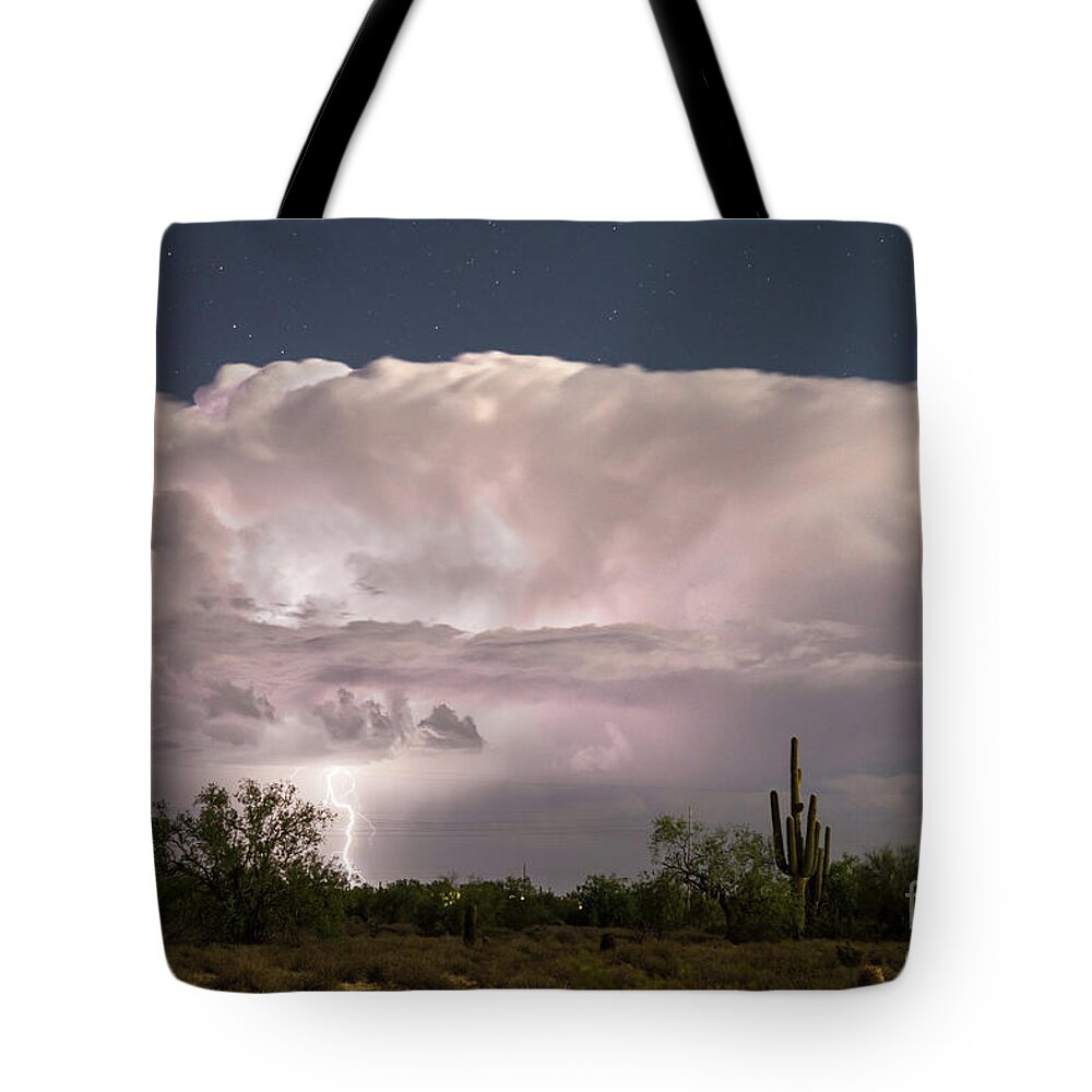 Arizona Tote Bag featuring the photograph Arizona Monsoon Thunderstorm by James BO Insogna