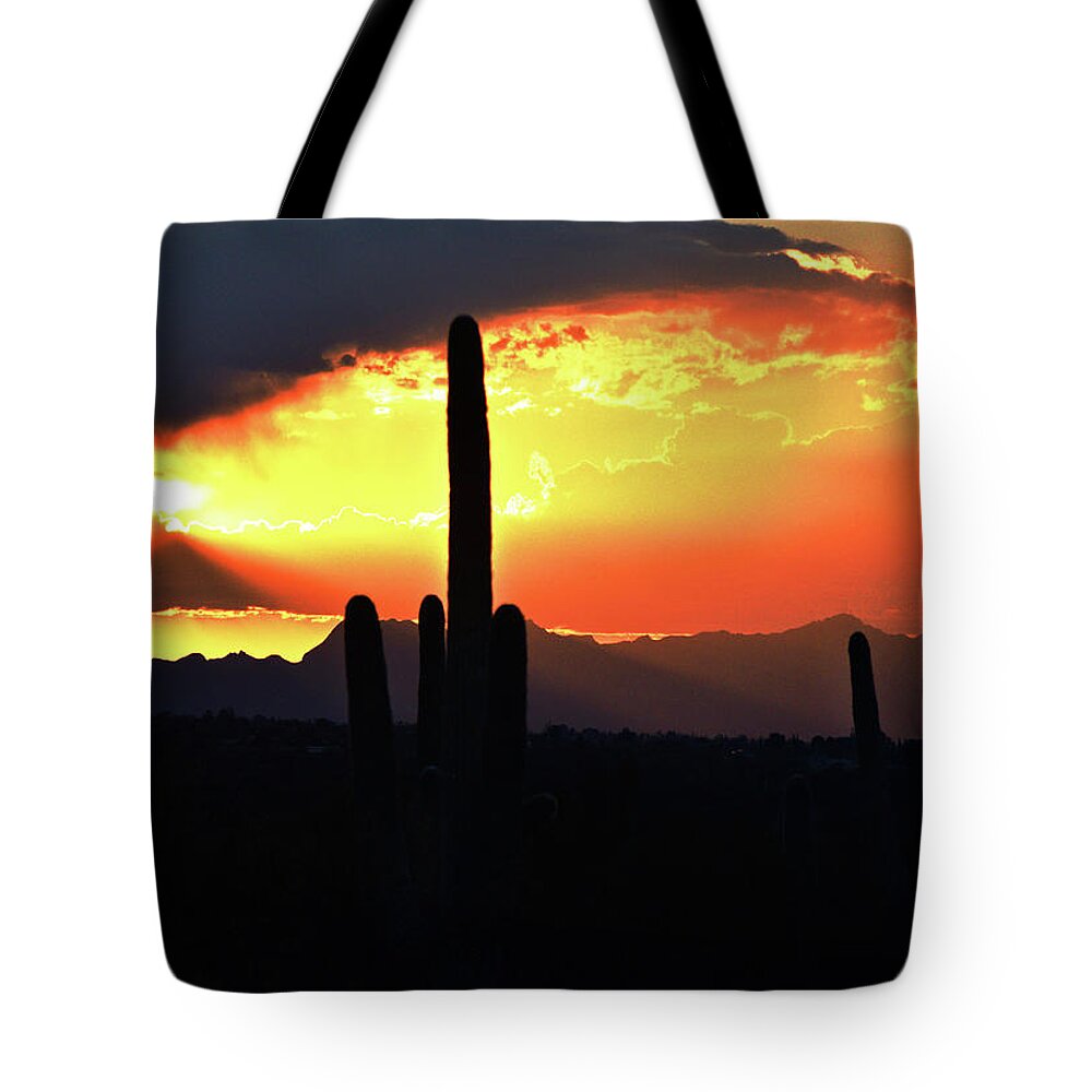 Tucson Tote Bag featuring the photograph Arizona Sky Glow by Chance Kafka